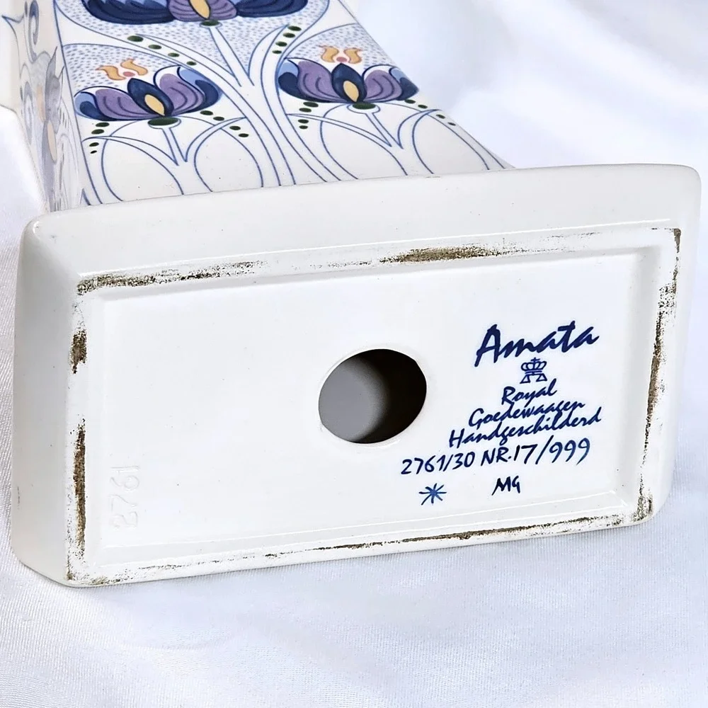 Royal Goedewaagen Amata Ceramic Mantel Clock‎ Hermle Quartz Handpainted Germany